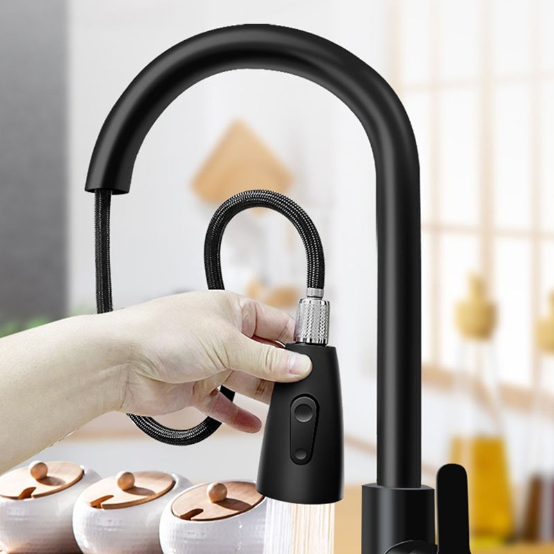 Modern Style Kitchen Faucet Copper Lever Handle Pull Down Kitchen Faucet