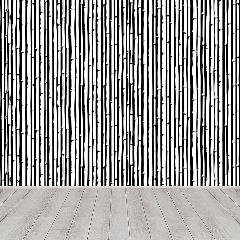 Stain-Proof Bamboo Wall Mural Non-Woven Textured Botany Wall Decor for Guest Room