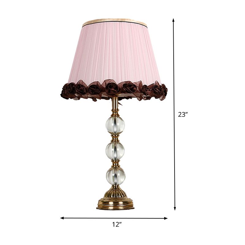 1 tête de chevet de tête claire lampe de table de nuit rose moderne avec nuance de tissu conique
