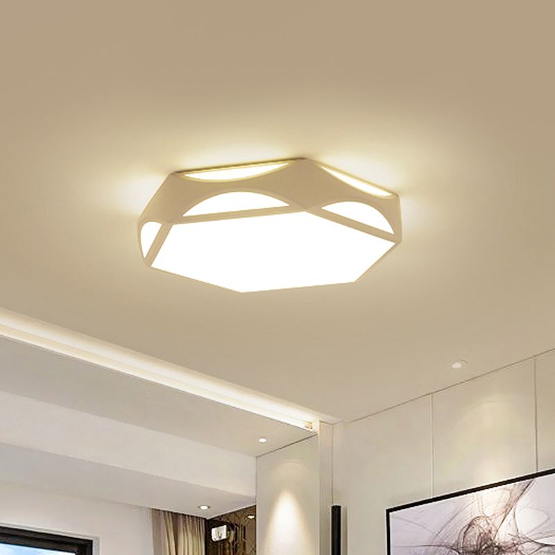 Black/White Hexagon Ceiling Flush Mount Contemporary Acrylic LED Flush Light with/without Remote Control