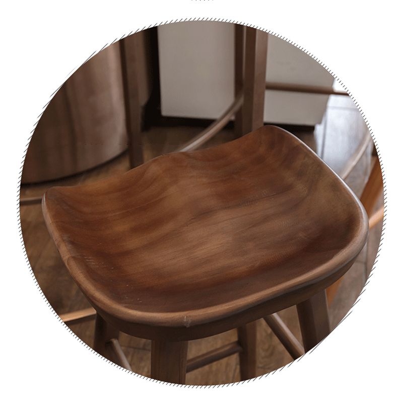Solid Wood Dining Stool Contemporary Backless Bar Stool with Footrest