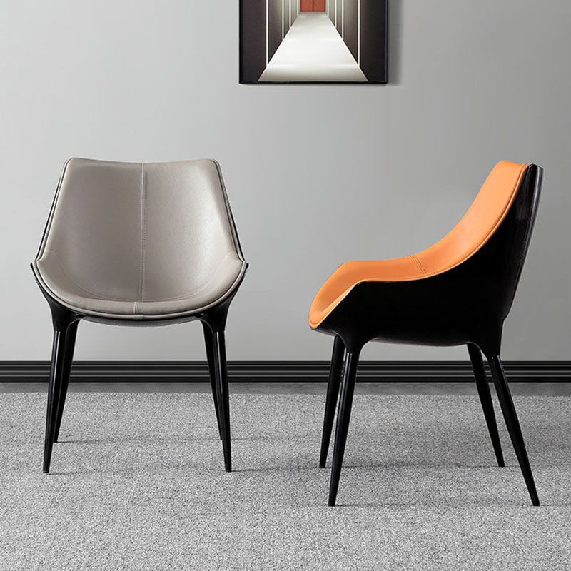 Hedendaagse stijl lederen eetkamerstoelen stoere achterstoelen met achterste arm (set van 2)