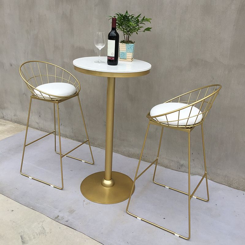 Modern Round Pub Table Set 1/2/3 Pieces Bar Table with Metal Stools