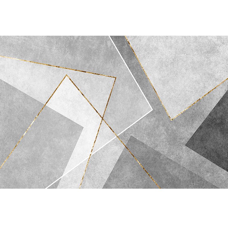 Grey Tone Modern Indoor Rug Polyester Triangle Print Carpet Non-Slip Backing Rug for Home Decoration
