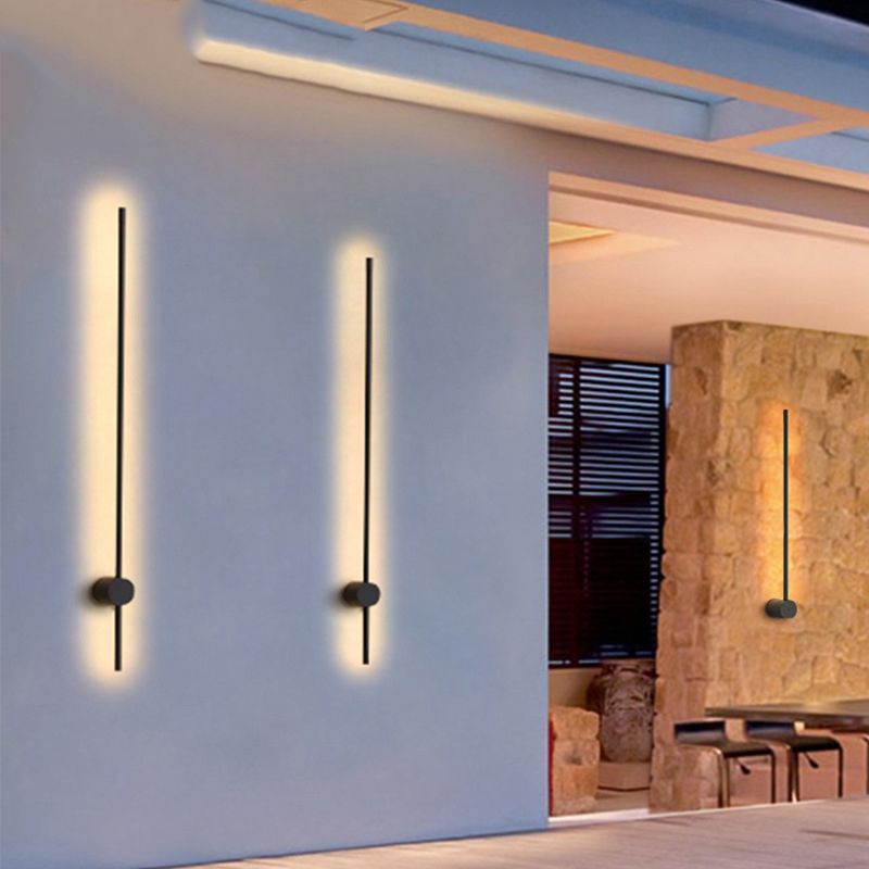 Linear Shape Metal Wall Mount Light Modern Style Multi-Lights Wall Light Sconce in Black