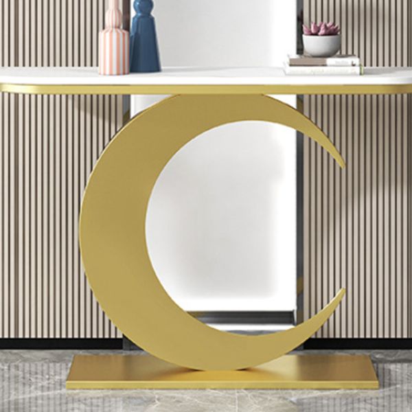 11.81" W Modern Console Table Stone Abstract Base Accent Table for Hall