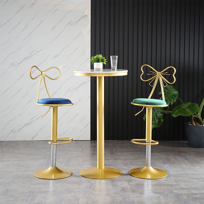 Glam Matte Finish Velvet Counter Stool Adjustable Height Footrest Barstool