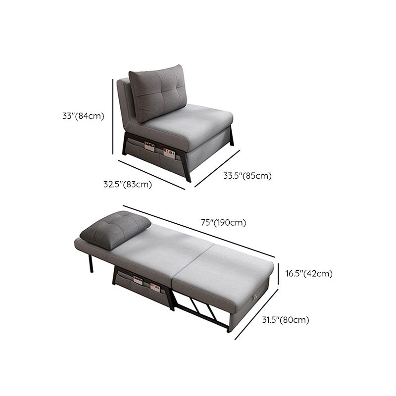 Gray Contemporary Convertible Sofa Bed Armless Seating with Pillows