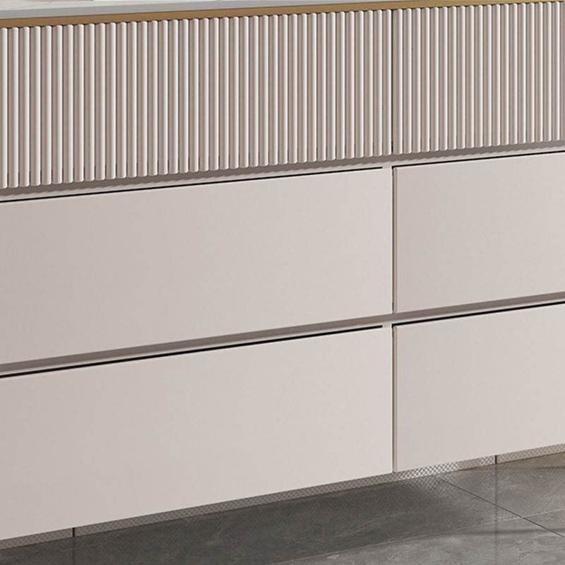 Horizontal Glam Stone Storage Chest Bedroom Chest in White with Drawers