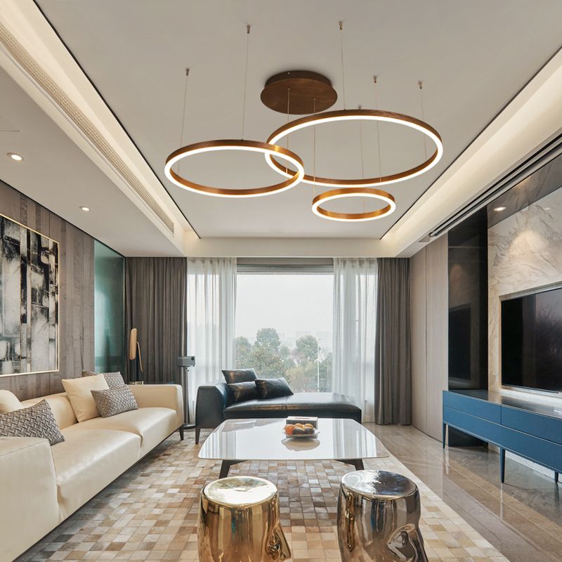 Luz de techo colgante moderna de 1/3 de luz con tono acrílico Café de araña redonda colgante en luz cálida/blanca