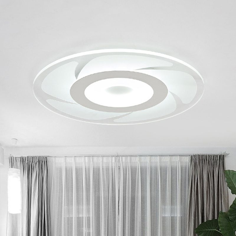Super Thin Acrylic Windmill Flush Lamp Modern Style LED White Ceiling Mount Light in White/Warm/Inner Warm Outer White Light