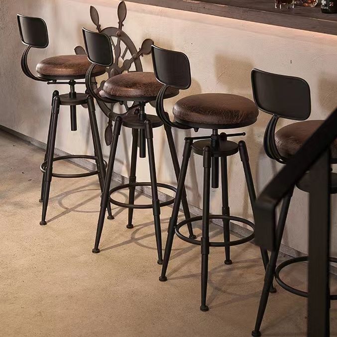 Modern Armless Rotatable Counter Stool Iron Cafe Bar Stool with Seat and Pedal