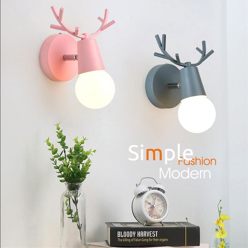 Unique Shade Wall Lighting Modern Nordic  Style Metal 1 Light Sconce Light in Black and White