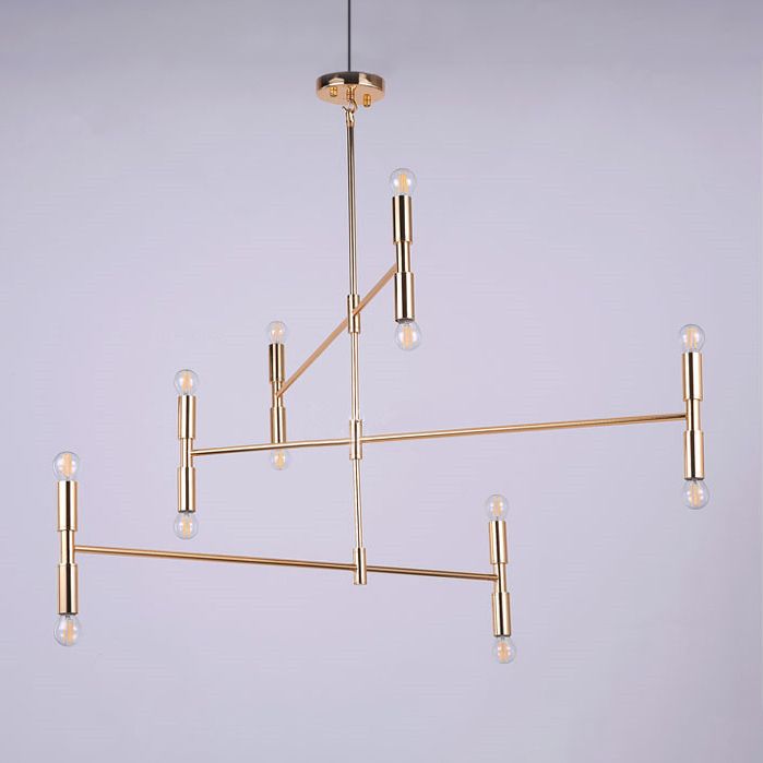 Kale bol kroonluchter lamp midden-eeuws metalen 12 lichten zwart/gouden hanglamp met horizontale staaf