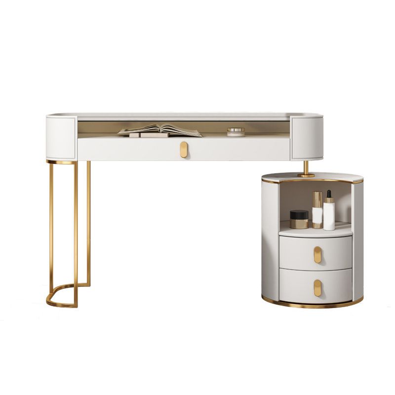 Contemporary 3 Drawer Vanity Dressing Table Glass Top Makeup Vanity Desk