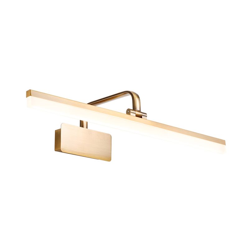 Linear Metal Wall Sconce Modern Style Single Light Mirror Wall Mount Light Fixture in Gold