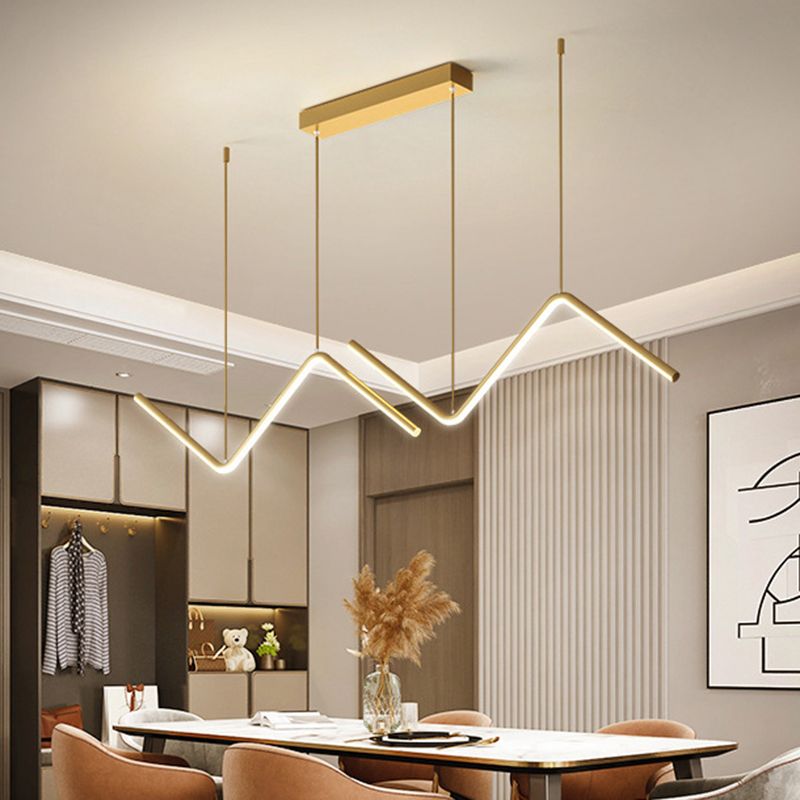 Modern Long Strip Dining Chandelier Dining Room LED Pendant Light Fixture