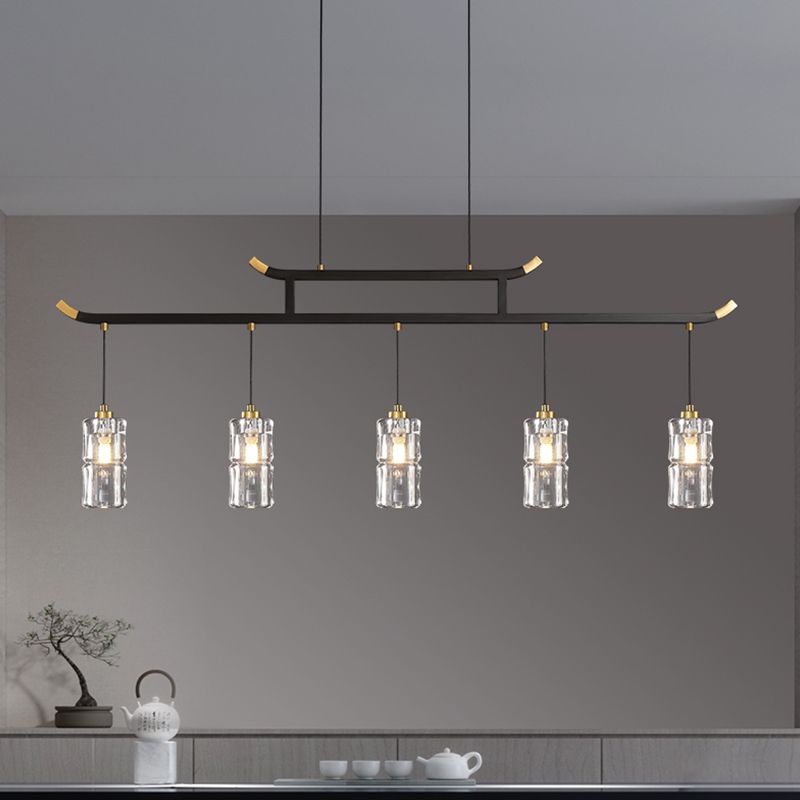 Accesorios de iluminación de la isla de cilindro iluminación de isla de cocina contemporánea con sombra de cristal