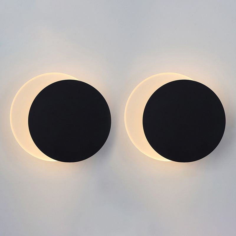 Contemporary Wall Sconce Circle Sconce Lighting in Black for Bedroom