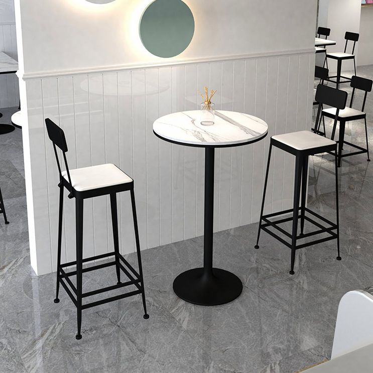 Industrial Low Back Barstools Square Bar Stools with Metal Base