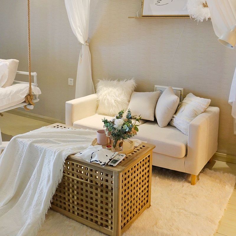 68.1" Wide Slipcovered Linen Sofa 3-Seater Loose Back Square Arm Sofa