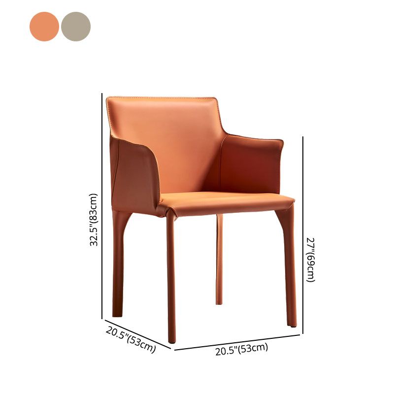 Comedor Silla de comedor contemporánea Silla con respaldo sólido de cuero con brazo