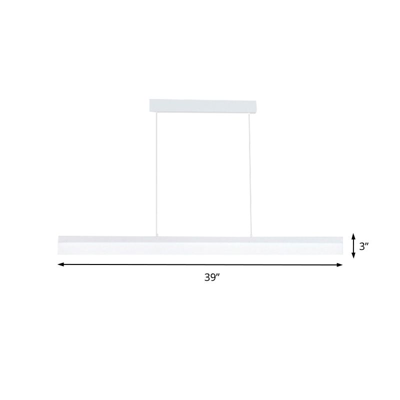 Black/White/Brown Linear Pendant Lighting Minimalist Metal LED Hanging Light in Warm/White/Natural, 31.5"/39"/47" Wide