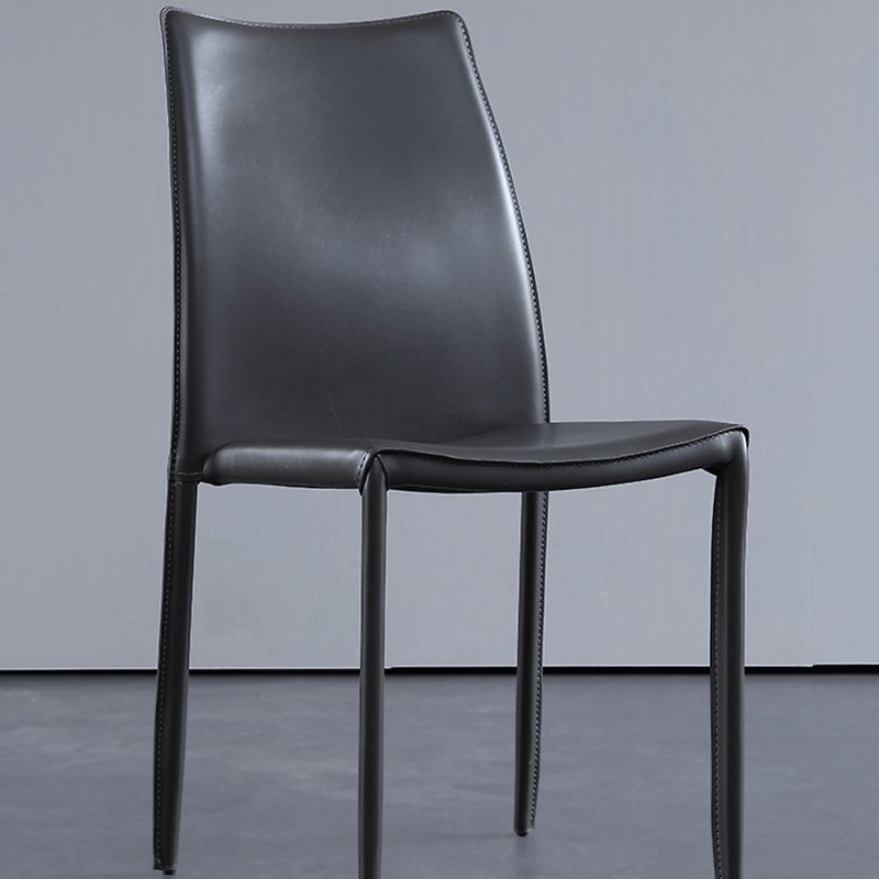 Faux Leather Stackable Dining Chairs Modern Armless Side Chair
