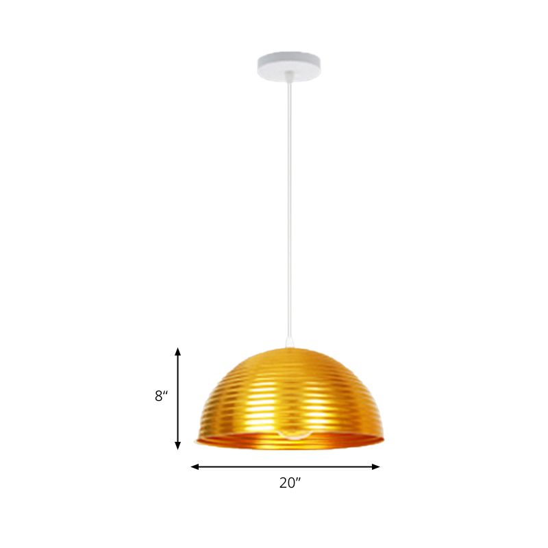 Luz colgante de tono de cúpula con luz de metal contemporáneo de metal rojo/amarillo/luz colgante, 12 "/16" /19.5 "de ancho