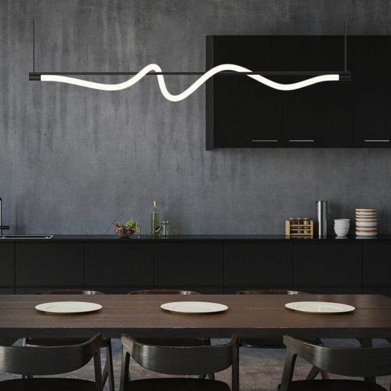 Modern Pendant Lighting Linear Island Chandelier Lights in Black and White