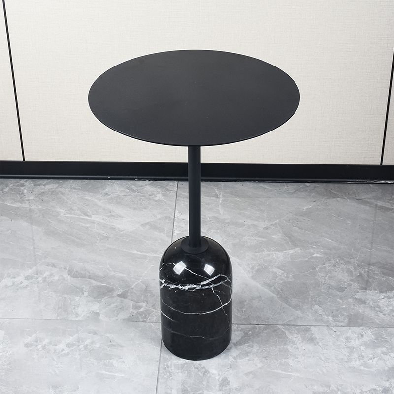 Contemporary Metal End Table Round Pedestal Accent Side Table