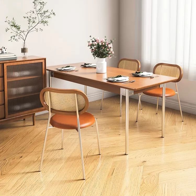 Industrial 1/2/3/4/5 Pieces Rectangle Dining Set Solid Wood Dining Room Table with Chairs