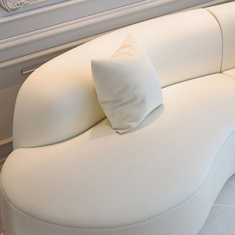 White Cushion Back Sofa Curved Corner Loveseat for Living Room