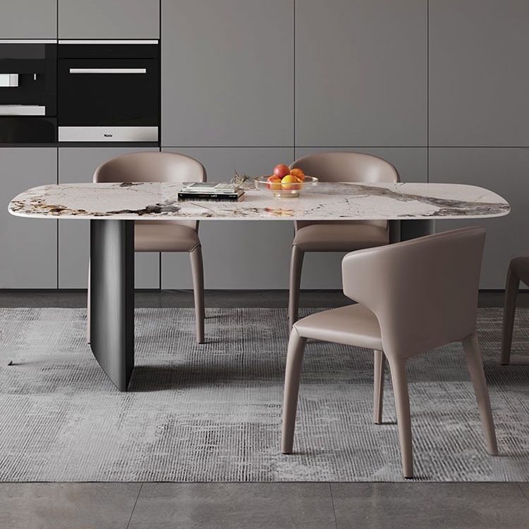 Metalen moderne rechthoekige binnentafel Gesinterde stenen tafel voor eetkamer