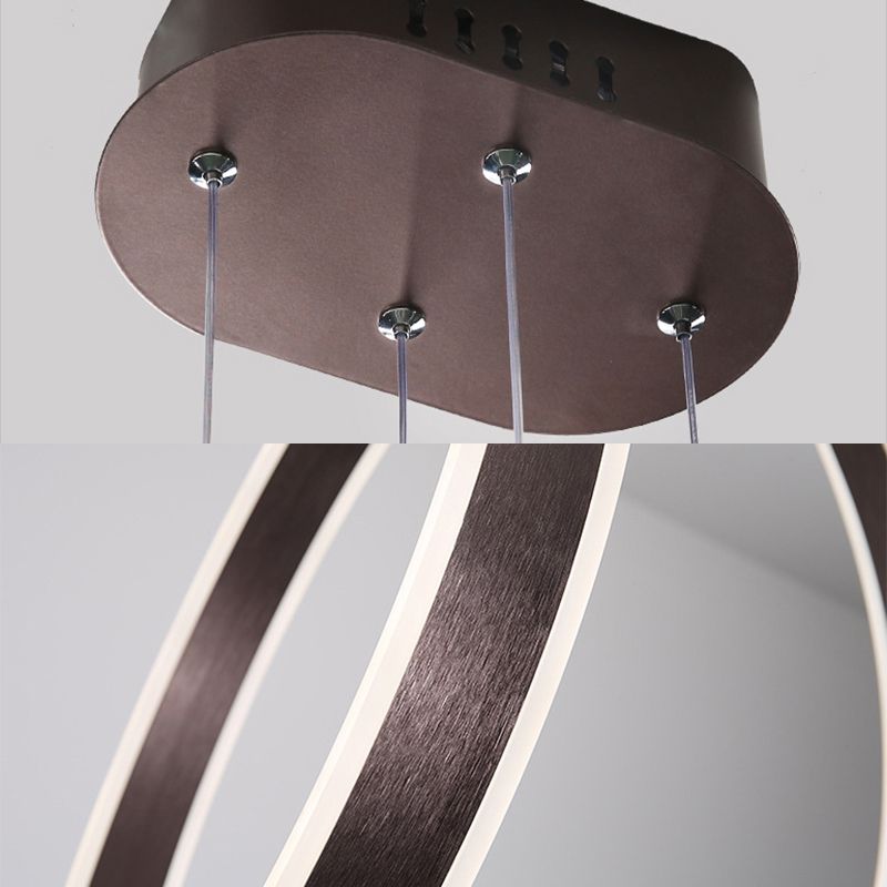 23.5 "/31.5" dia ringen acryl kroonluchter hanger Minimalistisch LED bruin plafondlicht in warm/wit/natuurlijk licht