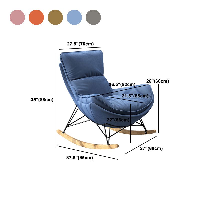 Contemporary Upholstered Rocker Chair Metal Frame Spindle Rocker Chair for Living Room