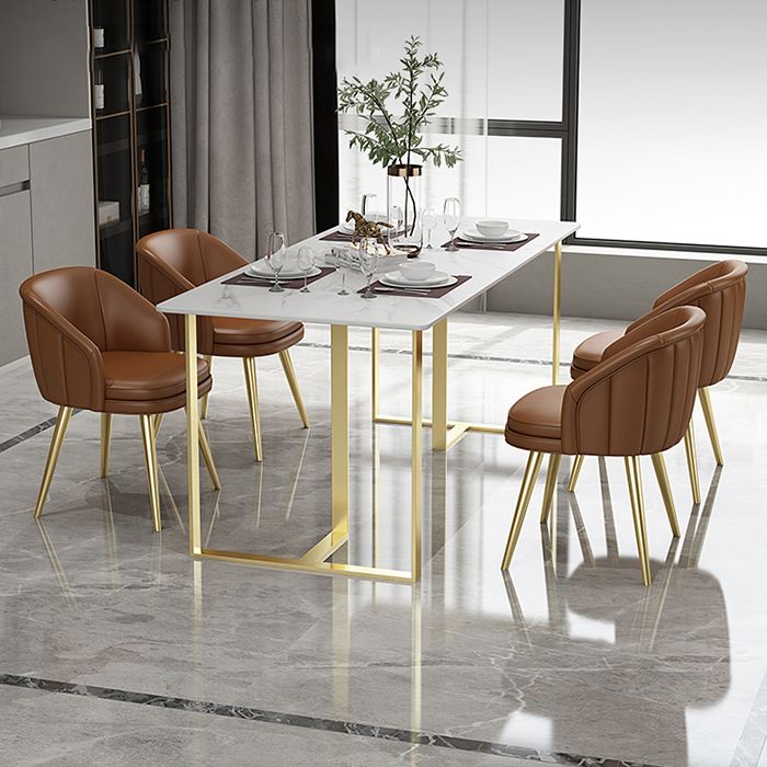 Traditional Luxury Rectangle Table Stone Double Pedestal Dining Site Table