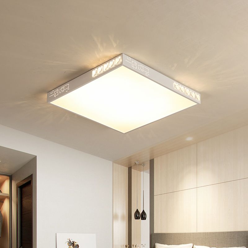 Contemporary Square Ceiling Flush Acrylic 16"/19.5" Wide LED Bedroom Flushmount Light in White