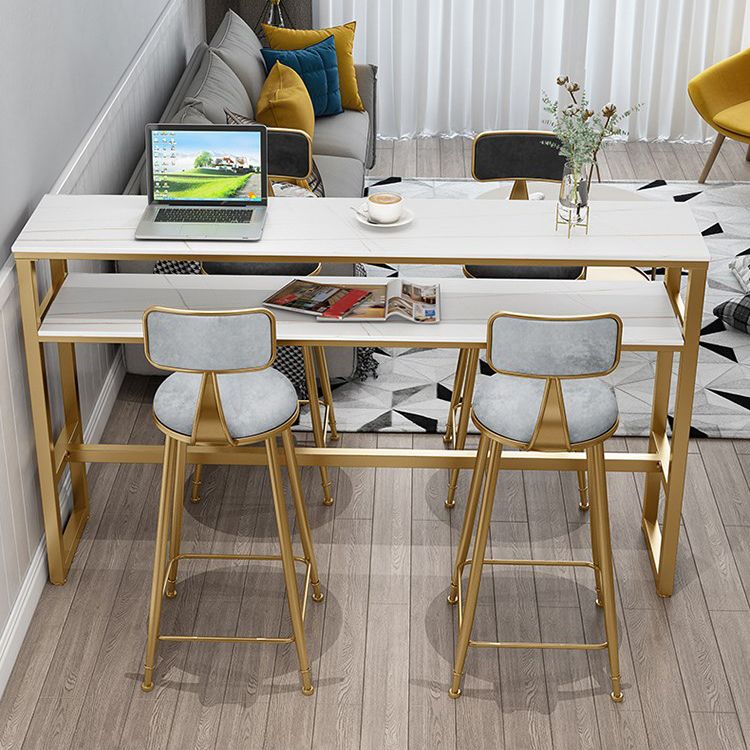 Glam Style Rectangle Bar Set 1/5 Pieces Stone Pub Dining Set for Indoor