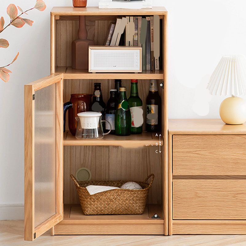 Glass Paned Solid Wood Shelves Included Modern Accent Cabinet