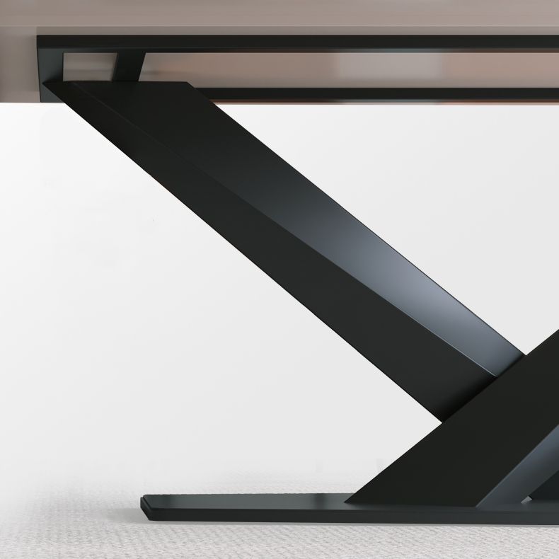 Juego de comedor de piedra sinterizada minimalista con top rectángulo y juego de mesa de base de base negra