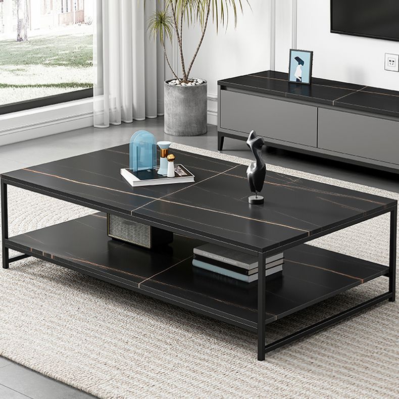 Rectangle Cocktail Table Frame Single Coffee Table with Shelf