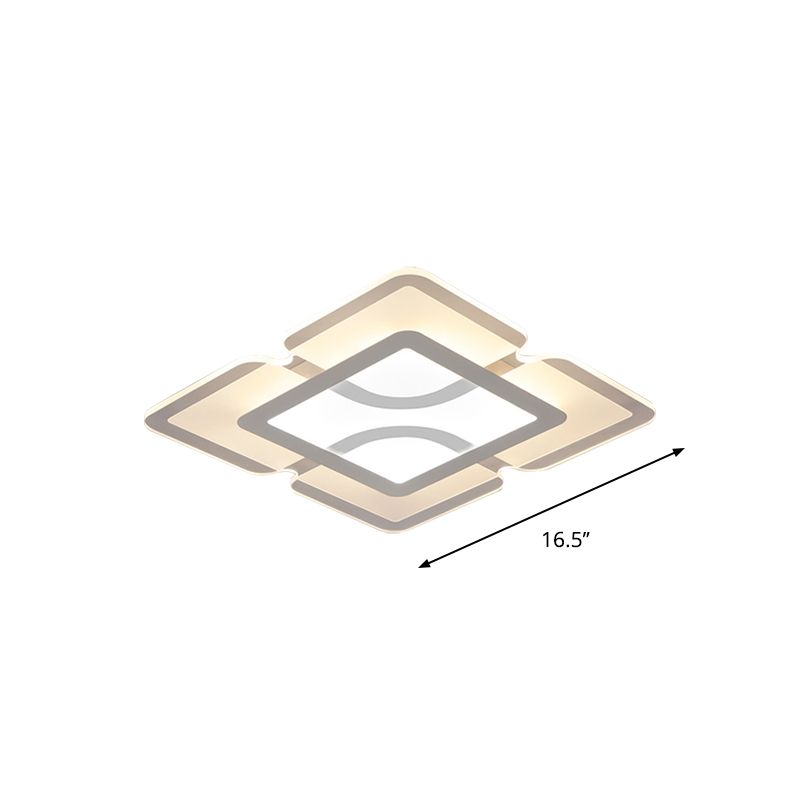 16.5"/35.5"/47" W Moderne LED Flush Leuchte Weiß Quadrat/Rechteck Ultradünn nah an Deckenleuchte mit Acryl Schatten