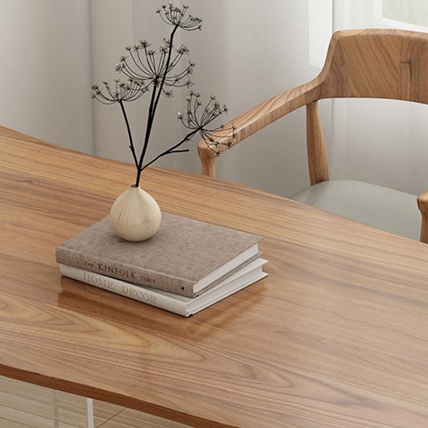 Rectangle Double Pedestal Dining Table Modern Wood Table for Dining Room