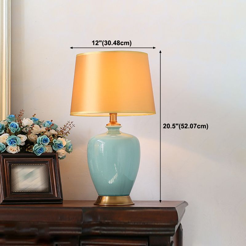 Conical Table Lamp Simplicity Style Fabric Shaded Table Light for Bedroom
