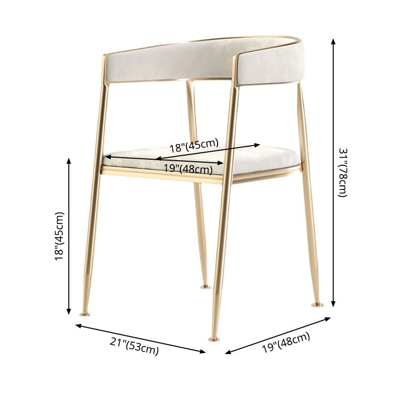 Chaise latérale de salle à manger à dossier ouvert en métal, fauteuil de salle à manger de Style Glam pour la maison
