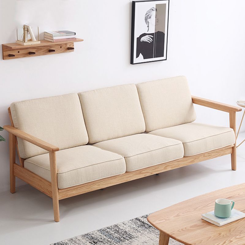 Scandinavian Cotton-Blend Beige Sofa Pillow Back Cushion Settee