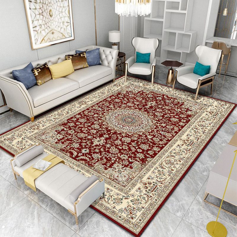 Light Yellow Graphic Rug Polyester Luxurious Rug Non-Slip Backing Rug for Drawing Room