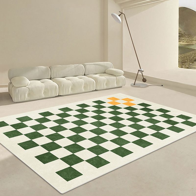 Light Color Modern Area Carpet Polyester Gingham Indoor Rug Non-Slip Backing Carpet for Living Room