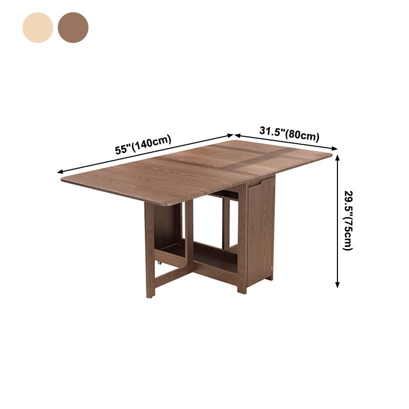 Mid-Century Modern Dining Table Rectangle Solid Wood Drop-Leaf Dining Table